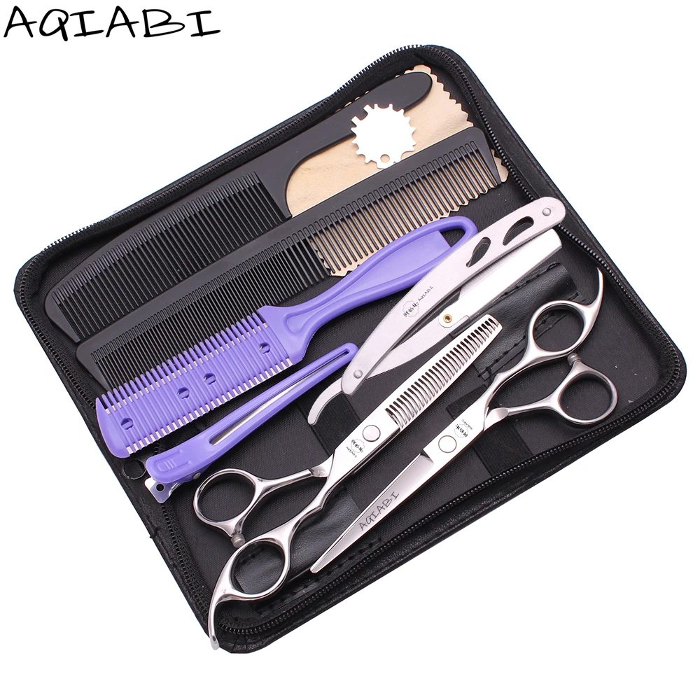 

Hair Cut Scissors 6'' AQIABI Japanese Steel Barber Thinning Scissors Hairdressing Scissors Professional Beauty Shears A2008, Shiny