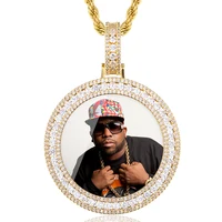 

Custom Round Gold Iced Out Pendants Hip Hop Necklace Custom Photo Locket Picture Pendant Photo Pendant with Picture