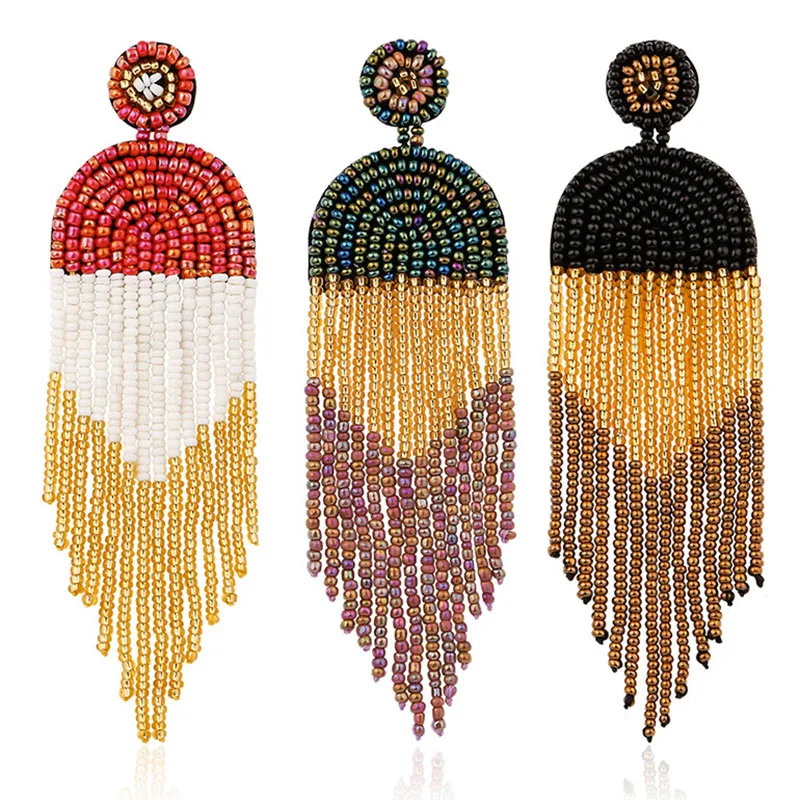 Prevent Allergy Handmade Bead Earrings Bohemian Women Long Seed bead Earrings