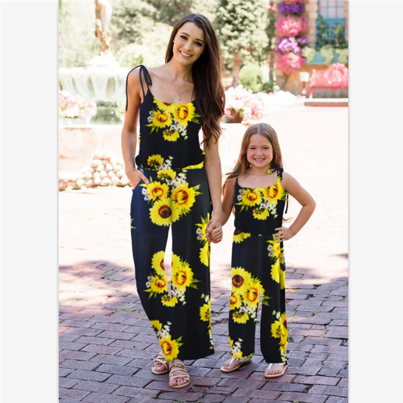 

Wholesale Mom And Kids One Piece Jumpsuit Women Floral Pattern Mom And Daughter Matching Jumpsuit Mom And Baby Clothing, As pictures