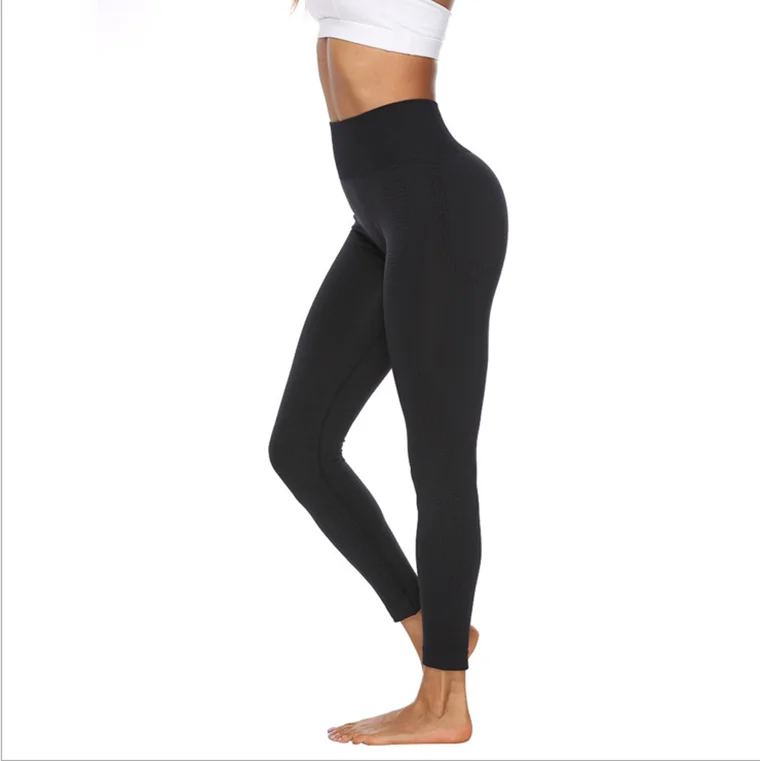 

hot sale fashion popular new design solid female push up sporting Fitness knit leggings