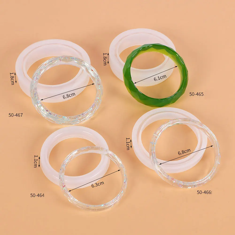 

4 Shapes Silicone Casting Resin Molds For DIY Bracelets Jewelry Silicone Resin Mold Tools For Epoxy Resin, White