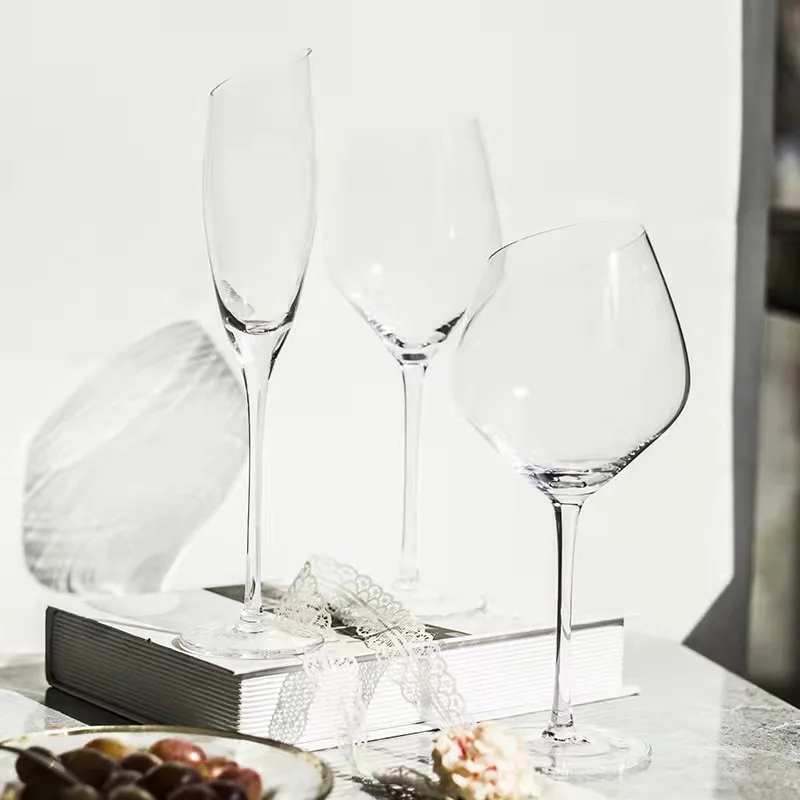 

Red wine glasses set crystal goblet wine glass oblique mouth champagne glasses flutes