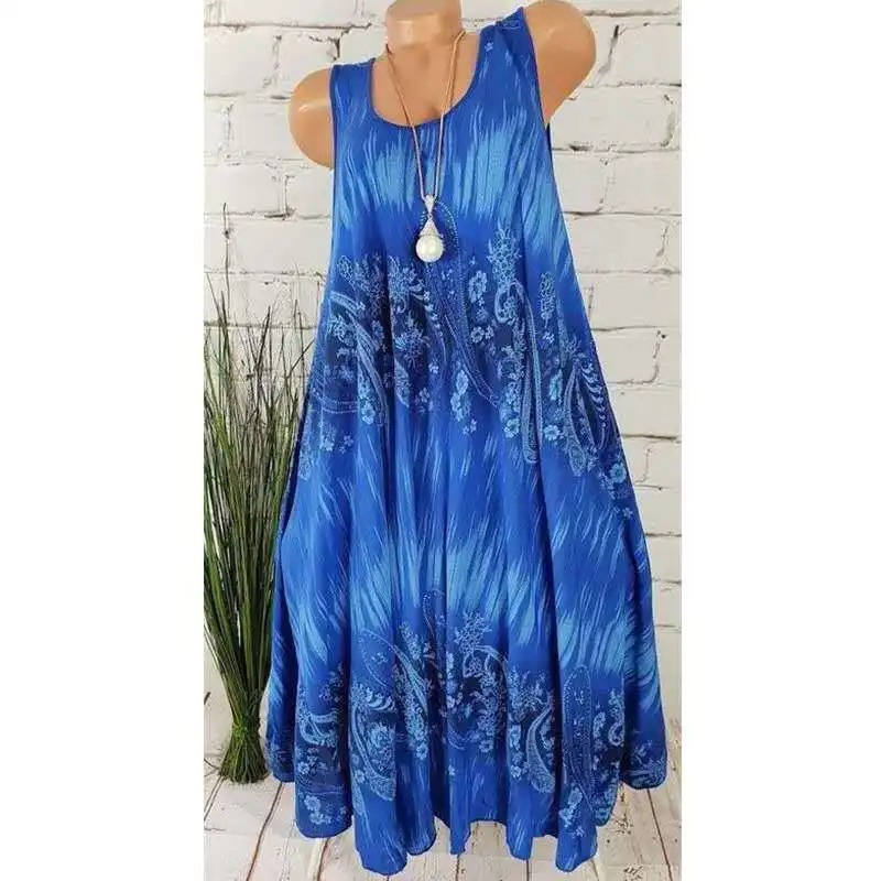 

Summer Printed Dress female long dress Women's Sleeveless Printed Dress