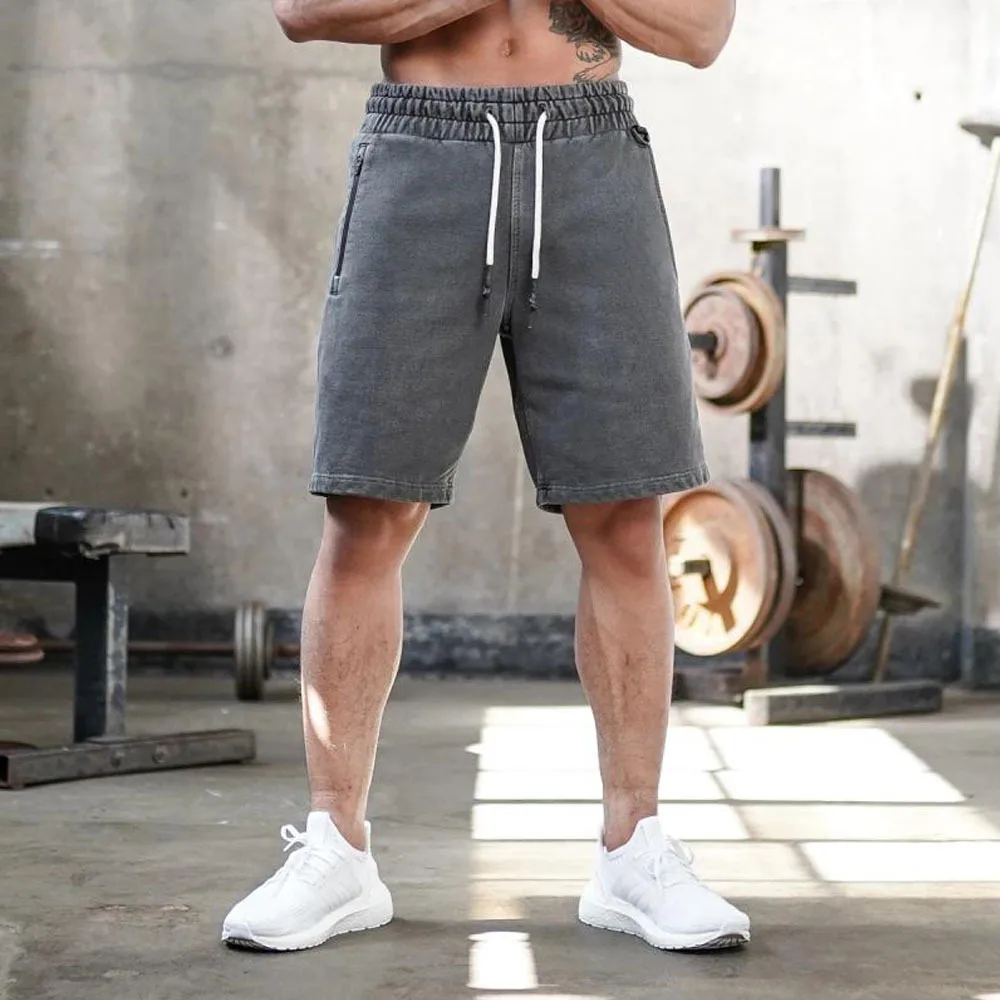 

Men's Gym Bodybuilding Sweat Shorts Running Workout Elastic Waistband Drawstring Shorts with Pockets