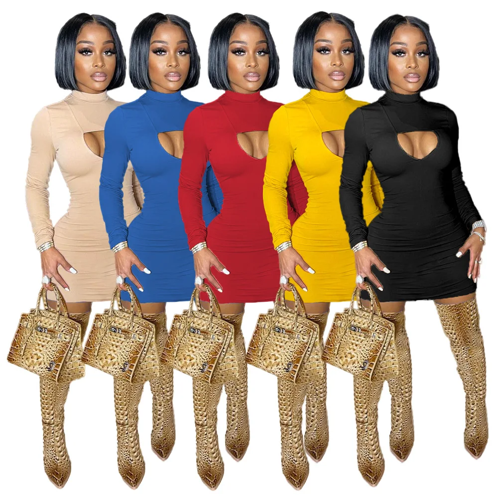 

YM-9085 New Bodycon Dress 2021 Women Sexy Women'S Pure Color Woman Office Dress