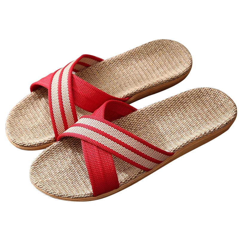 

Hot sale factory direct linen shoes ramie fabric Multicolor linen slippers are suitable for both men and women in summer, Picture