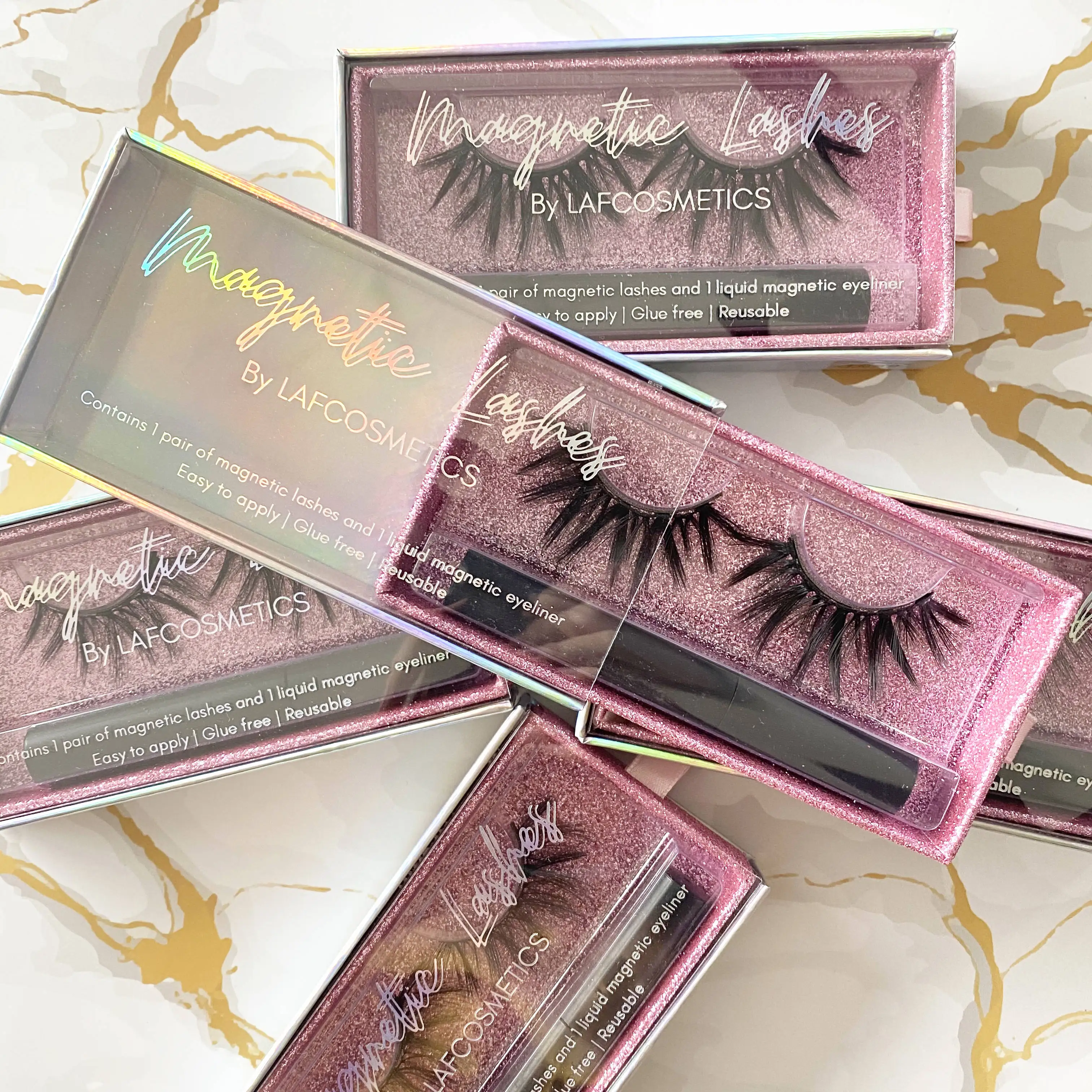 

Anforlin Magnetic False Lashes Set Natural Glamorous Looking Faux Mink Magnetic Eyelashes With Eyeliner Private Label Case, Natural black