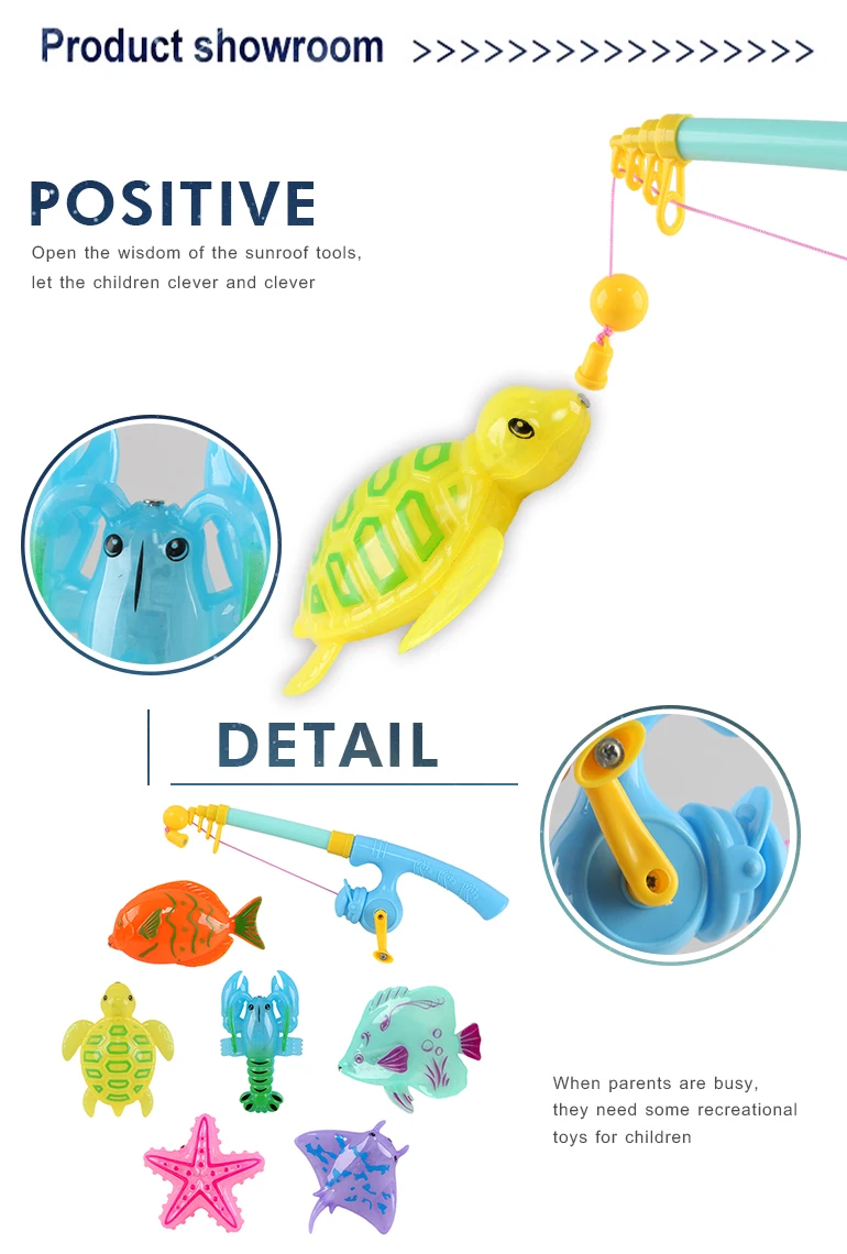 Cheap baby early learning plastic marine animal hunter toy magnet fishing game