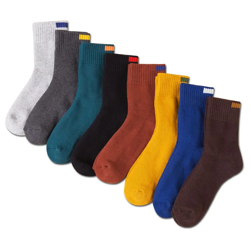 

Wholesale Thick Winter Kaos Kaki Crew Meia Men Dress Chaussettes Pure Color Business Cotton Adult Socks