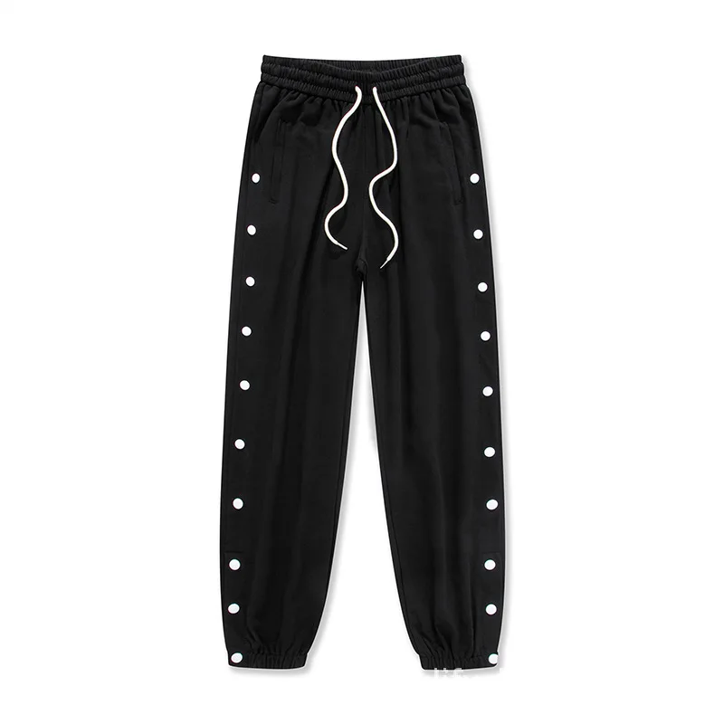 

essentials fear of god High Street Style full side Double Breasted Can be opened Tie feet Terry sweatpants set unisex essential, Black,gray
