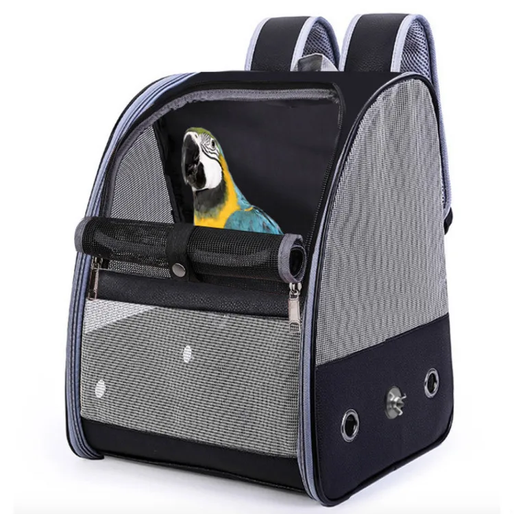 

Outdoor Mesh Parrot Bird Large Carrier Folding Foldable Travel Backpack Bag Cage, Black, pink, brown