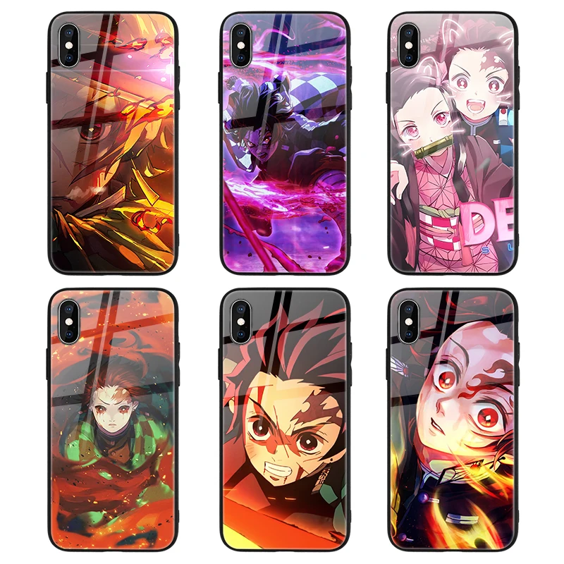 

Anime Demon Slayer Designs Scratch-proof Mobile Phone Cases for iPhone XS 11 12 Pro Max TOP Quality Back Casing, Black