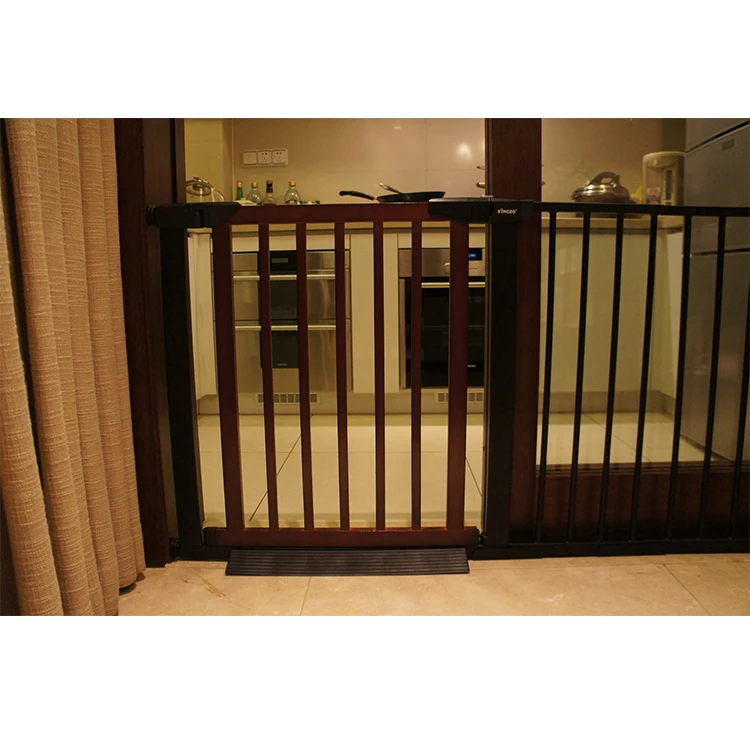 

Wholesale wood stair barrier gate baby safety fence kids safety gate kingbo baby gates, Black