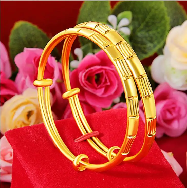 

Women's Sand blast bracelet Gold plated bracelet Push and pull women bracelet 24k gold bangle Free shipping wedding jewelry gift
