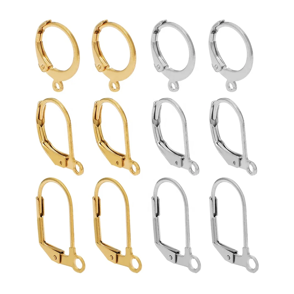 18k Gold Color Round Earwire Hooks Hoop Earrings Findings for DIY Women Earrings Connectors Jewelry Making