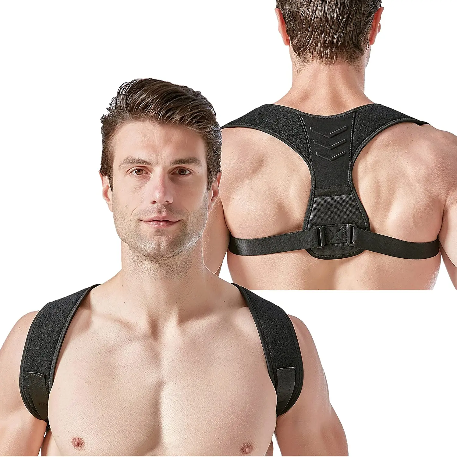 

Adjustable Back Brace Shoulder Belt Posture Support Correction Band Clavicle Body Posture Corrector De Postura for Men and Women, Black or custom color