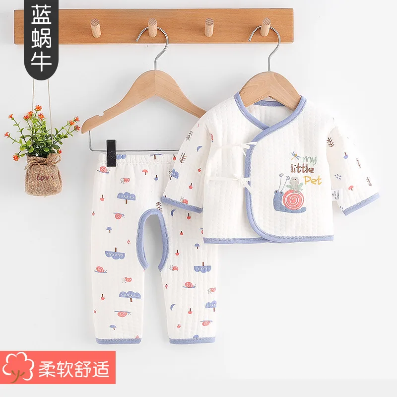 

Warm suit pure cotton thickened spring and autumn underwear for newborn boys and girls