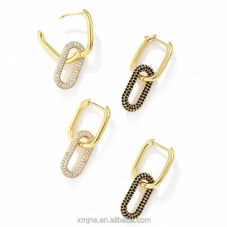 

European And American Fashion Hip-Hop Women's Earrings Colorful Zircon Micro-Inlaid Earrings