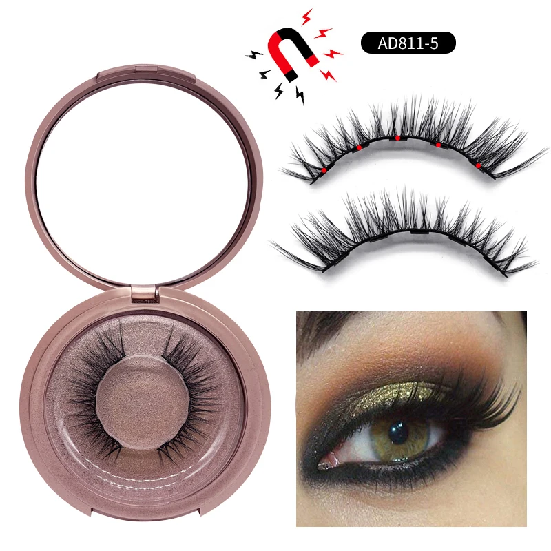 

High Quality Magnetic Eyelashes Package Box Private Label 3D Mink eyelashes, Natural black
