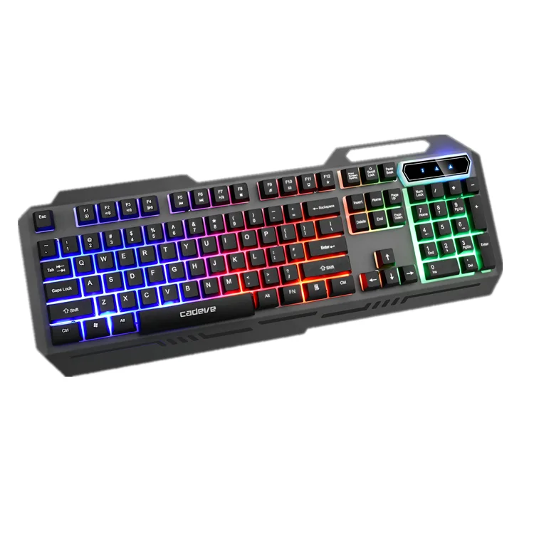 

Usb Wired Floating Gaming Keyboard Water-Resistant Mechanical Feeling Rainbow Led Metal wired Backlit Keyboard