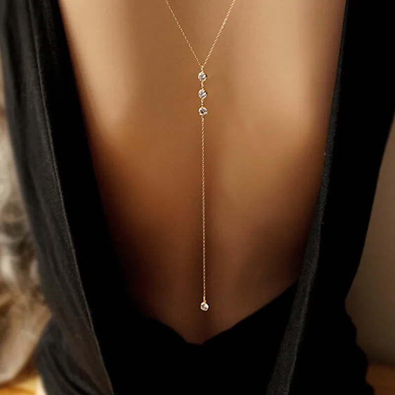 

2021 Sailing Exaggerated Wedding Jewelry Leakback Ball Body Chain Crystal Pendant Back Chain