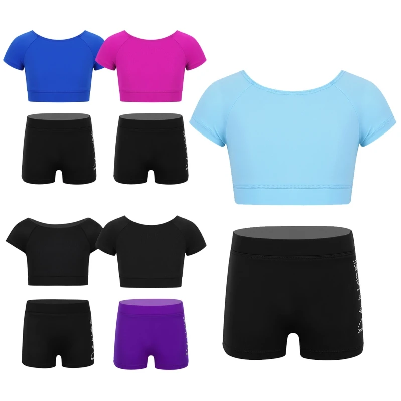 

New Arrived Sports Set Kids Girls Gym Workout Ballet Tankini Outfit Tank Top With Bottom