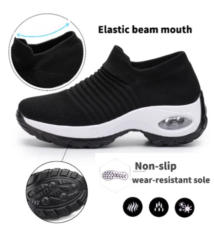 

Women Tennis Shoes Breathable Mesh Height-increasing Slip-on Female Sock Footwear Outdoor Women Sneakers Thick Bottom Platforms