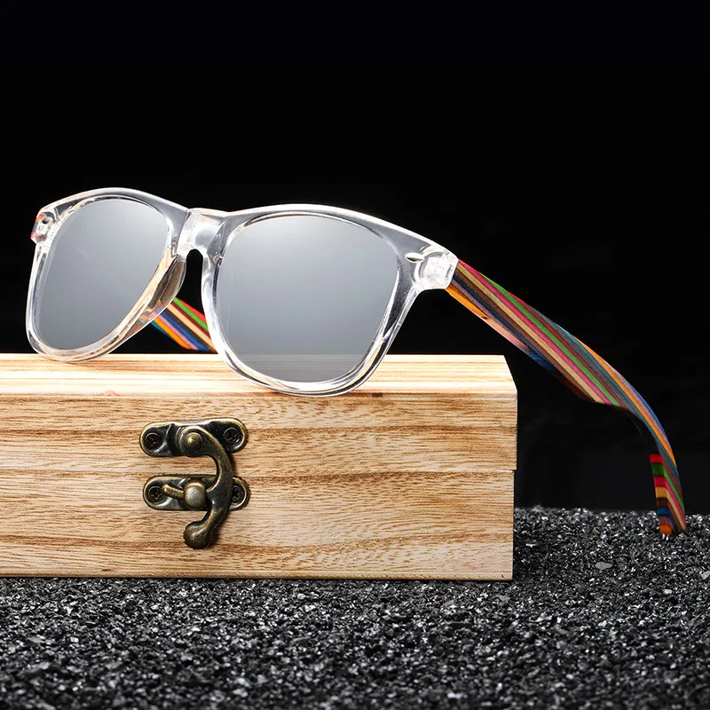 

Custom logo sun glasses plastic frame walnut wood temple polarized sunglasses