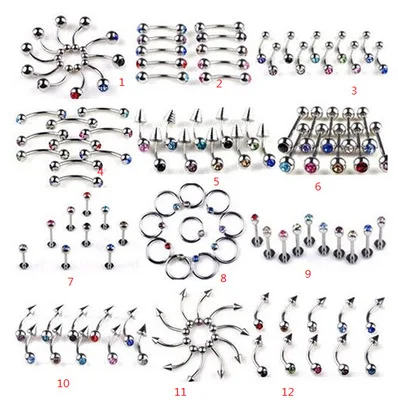 

Gaby Stainless Steel belly ring Lip Stud Nose Ring Ear Sting Piercing Jewelry set, Picture