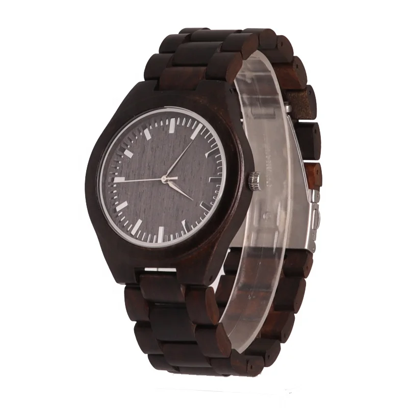 

Factory direct hot selling classic mens wooden watch black sandalwood quartz watches brand