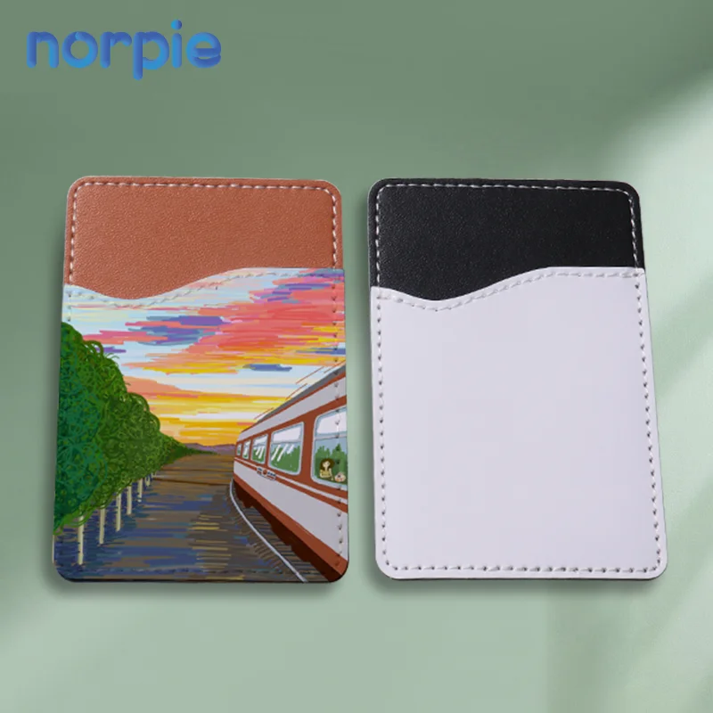 

DIY Sublimation PU Leather Soft Card Holder for Phone, Brown/black