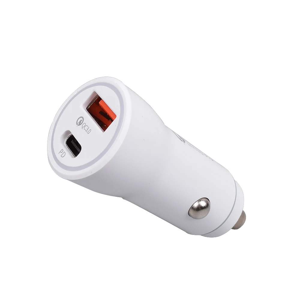 

Fast Charging 20W PD Car Charger QC 3.0 Dual Port Quick Charge Usb Type C Car Charger for iPhone Mobile Phone