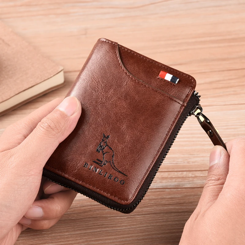 

2021 latest men's leather short wallet, daily travel can put money card ID card and other men's wallet, Three colors