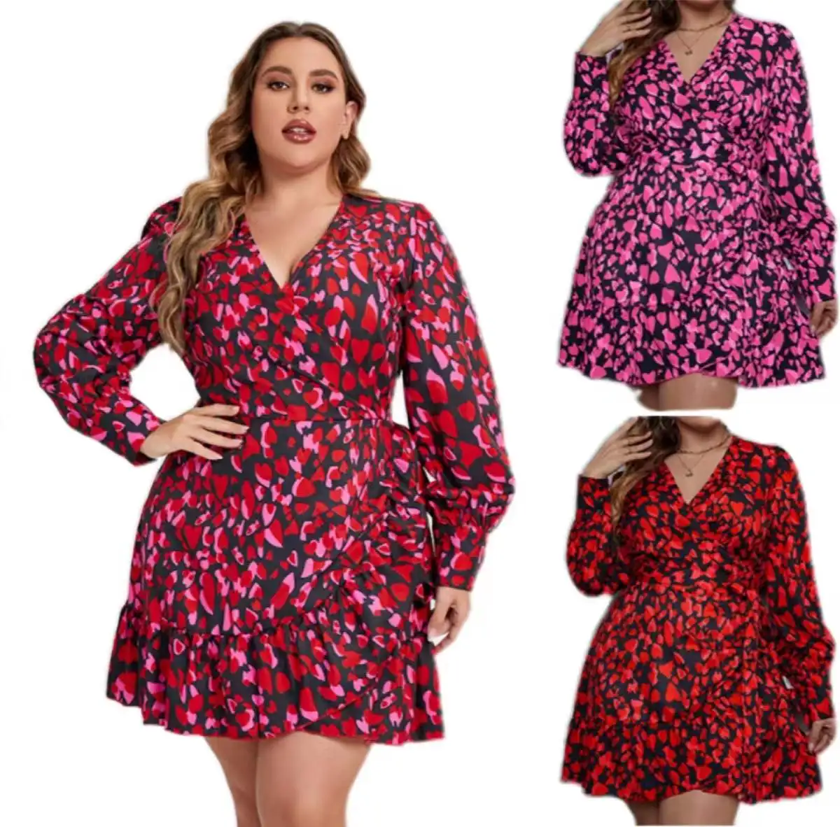 

Explosive Fashion Casual Floral Print Plus Size Dress V-neck Slit Long Sleeve A-line Skirt Mid Length Womens Summer Dresses, Multicolor 1,multicolor 2,multicolor 3