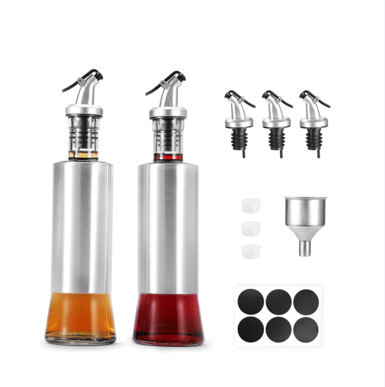 

Airtight glass stainless steel olive oil dispenser bottle