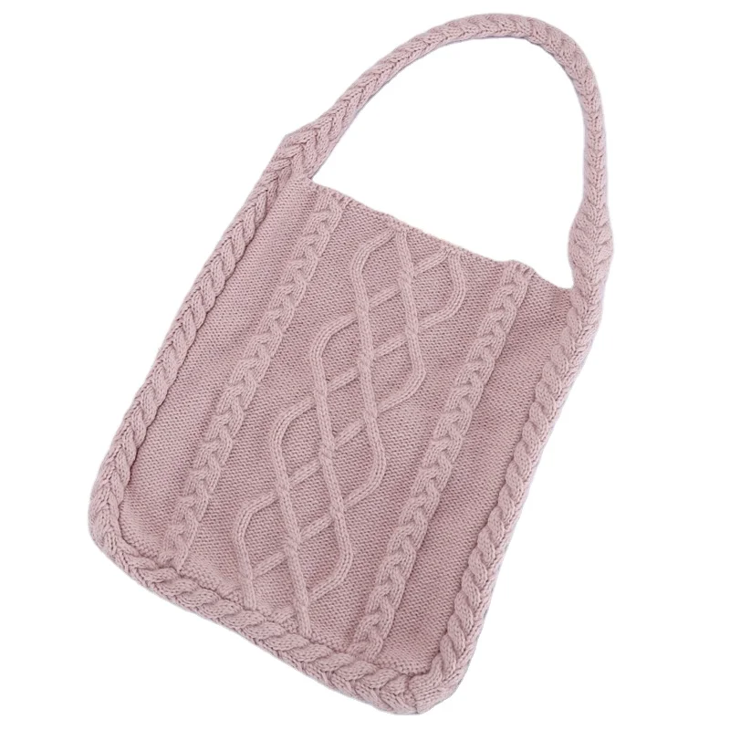 

2021 Fall Winter Handbag Women Macrame Handmade Knit Tote Bag Crochet Shopper Shoulder Bag, More