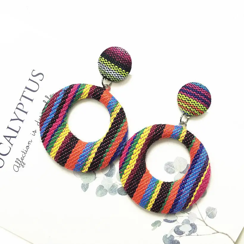 

New Dangle Big Round For Women Fashion Handmade Square Geometric 2019 Statement Drop Earrings