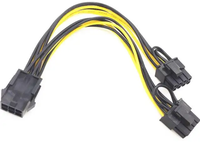 

Double 8pin male to Sata 6pin male Y splitter cable 15cm Yellow cabletolink 2021