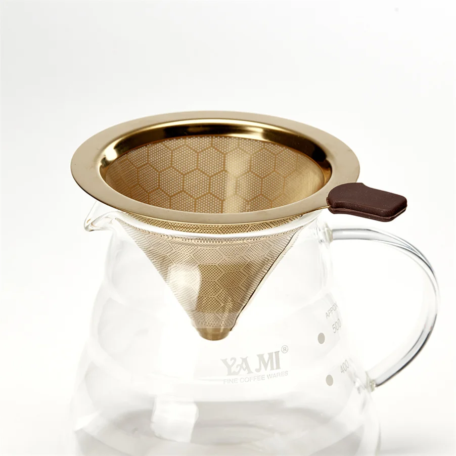 

High Quality Coffee Filter N60 Pour Over Packed Coffee Filter Permanent, Stainless steel color and golden