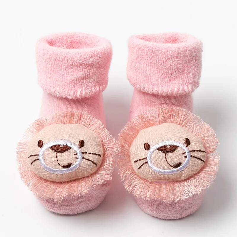 

Newborn baby socks shoes Non-slip knitted worsted cotton with thick wool ring Lovely warm winter socks for children, Pink