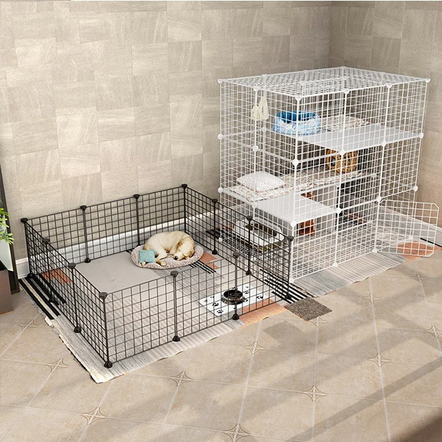 

Wire Cube Shelving Small Steel Plastic Animal Cages Rabbit Hamsters Lapin, Black
