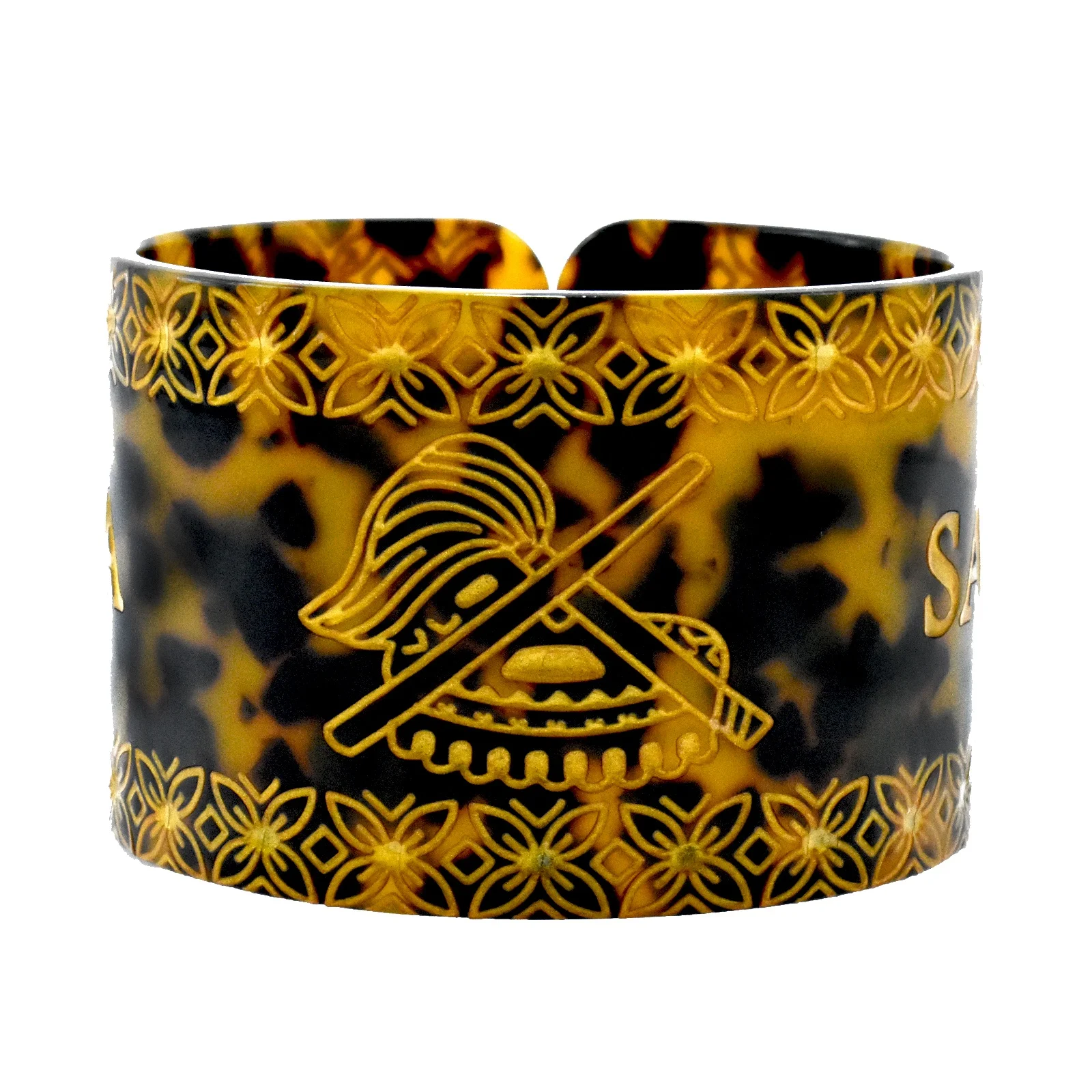 
New design vintage acrylic tortoiseshell cuff bangle personalized carve epoxy logo acetate bangle for party gift 