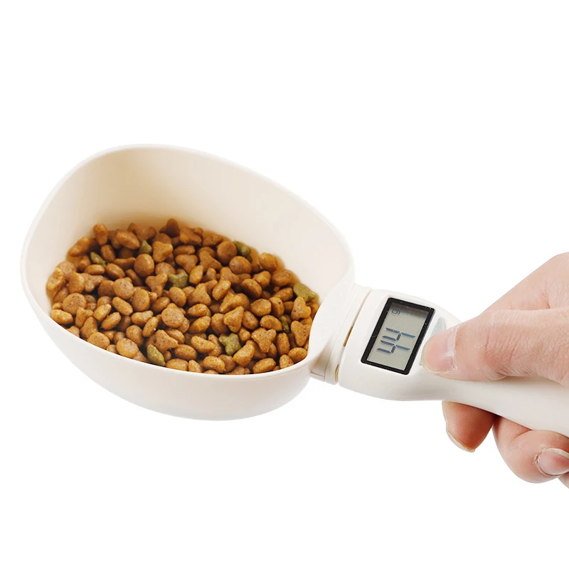 

800g/1g Cat Feeding Bowl Kitchen Scale Spoon Pet Food Scale Cup For Dog Measuring Scoop Cup Portable With Led Display, As photo