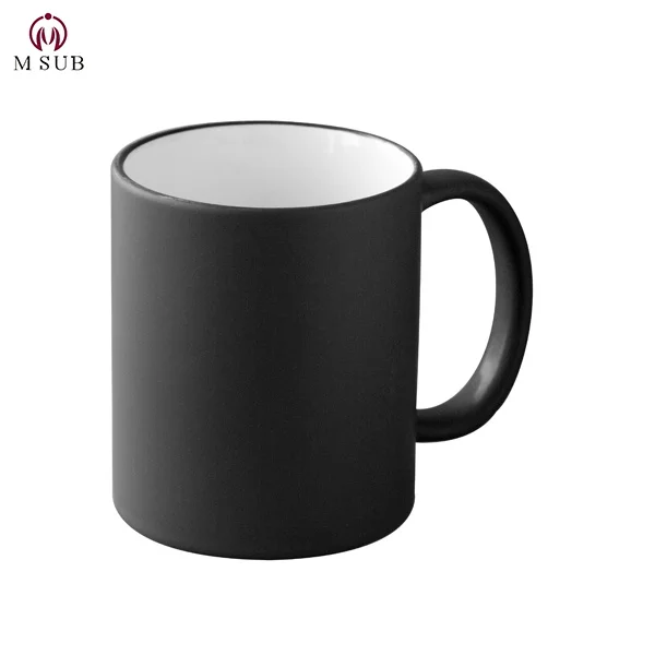 

Wholesale black matt Ceramic Coffee Mug Tea Cup color changing promotional 11oz cups, 6 colors