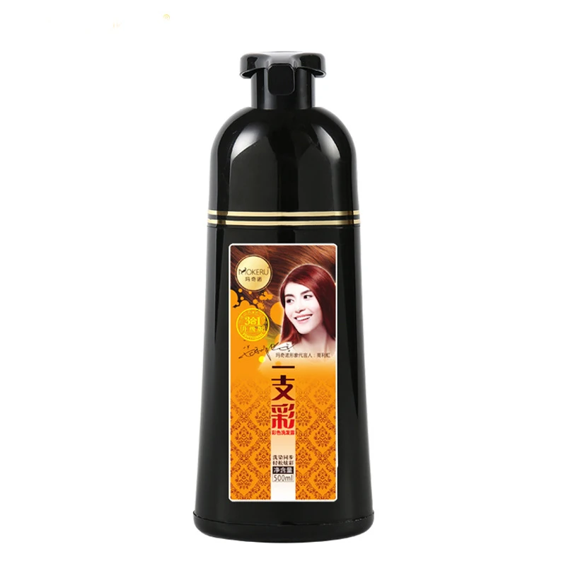 

Dropshipping Mokeru Natural Magic Brown Permanent Hair Color Dye Shampoo Anti Grey Hair Color Shampoo for Women, Light brown/ dark brown / wine red / grape red