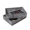Rustic natural set of 2 ash gray multipurpose serving divided tray wood
