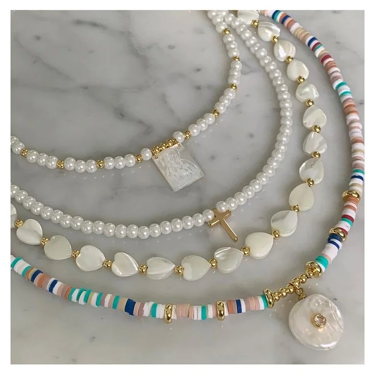 

Wholesal natural mother pearl shell heart beads Choker Necklace for women, Picture shows