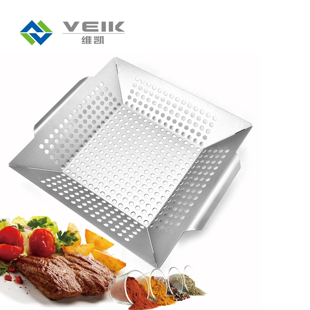 

Stainless Steel Vegetable Grill Basket with handle for BBQ