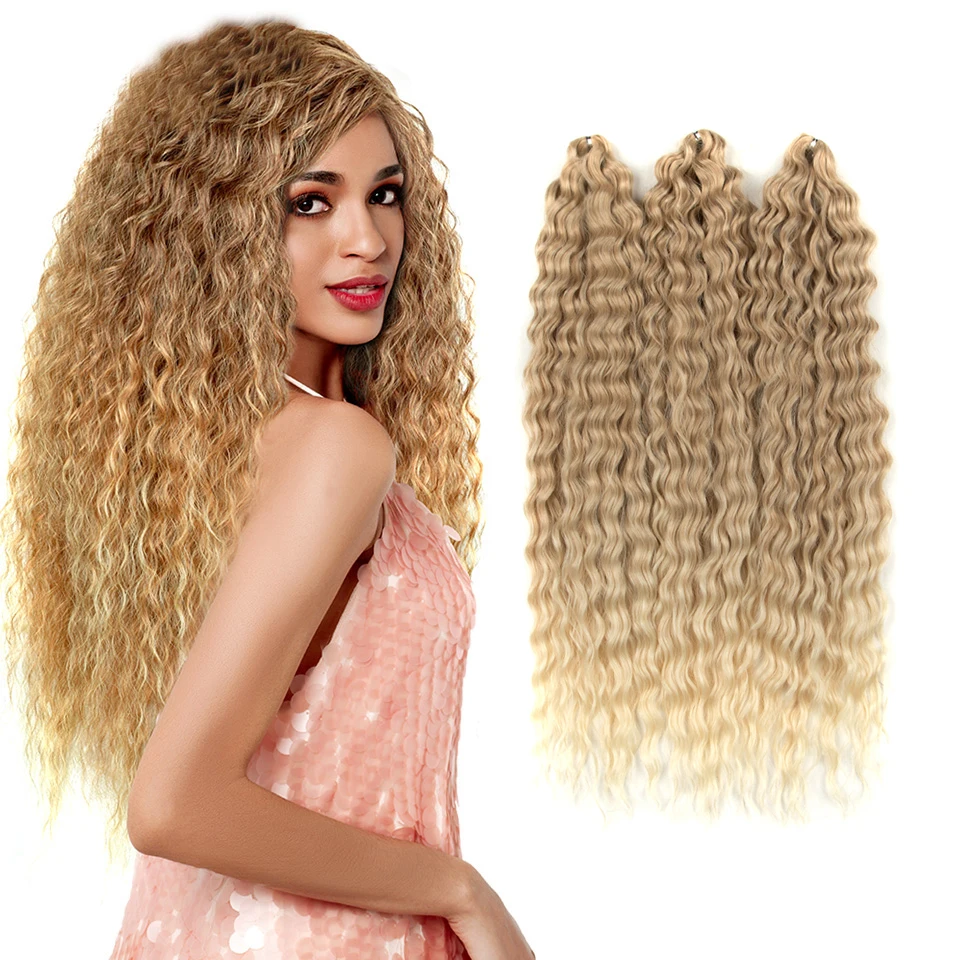 

Ariel In Russia Loose Deep Wave Remy Hair Bundles Super Long Synthetic Curly Wave Twist Crochet Hair Synthetic Hair Extensions, Pic showed